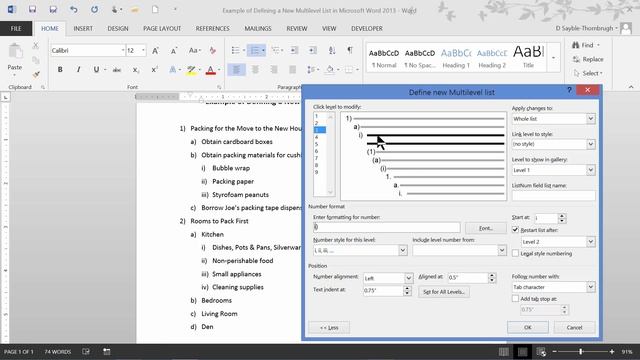How to Modify a Multilevel List in Word 2013 смотреть онлайн