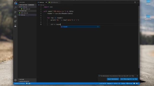 Python CSV Program смотреть онлайн