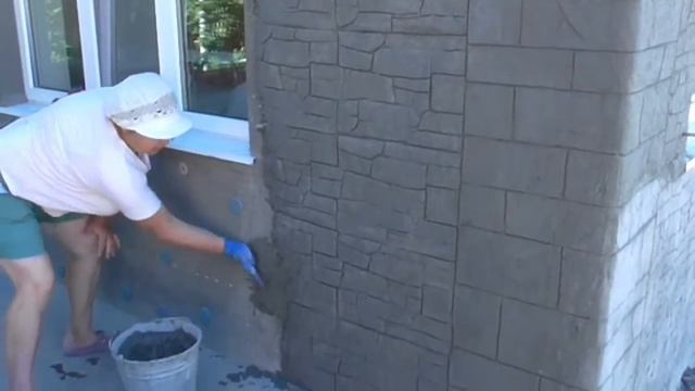 Цементная отделка фасадов домов под камень с помощью формочек . Бюджетный вариант. Делаем сами! смотреть онлайн