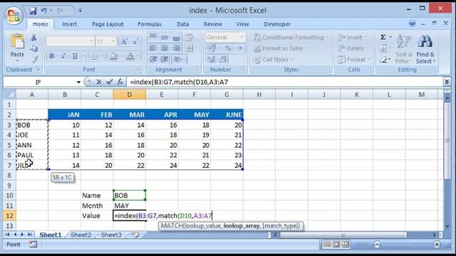 Index Function - Excel 2007 смотреть онлайн