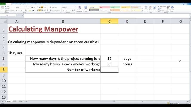 How To Calculate Manpower Required For A Project In Excel
