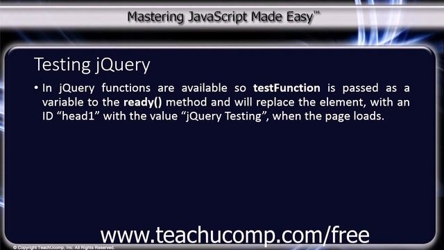 JavaScript Training Tutorial Testing jQuery смотреть онлайн