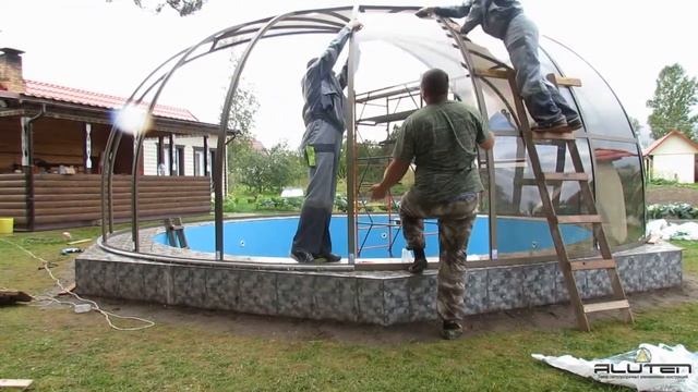 Монтаж круглого павильона для бассейна ALUTEN Elite A-06
