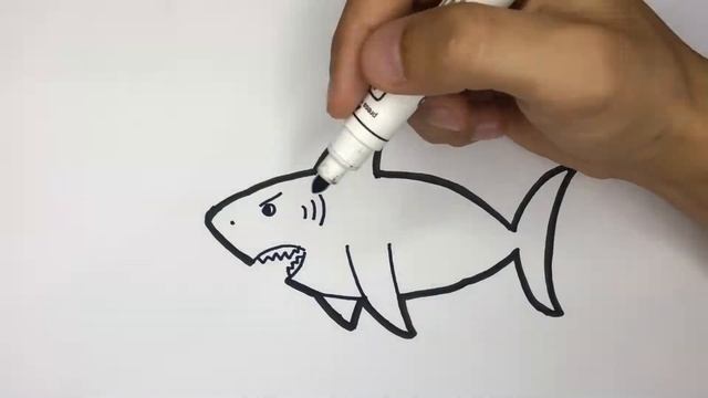 Lets learn How to draw a shark for kids - Как нарисовать акулу - शार्क कैसे आकर्षित करें смотреть онлайн