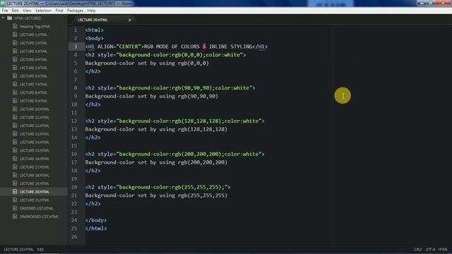 LECTURE - 20 - INLINE STYLE - example 6 - and RGB Mode Illustration - CSS - WEB DESIGNING смотреть онлайн
