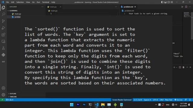 Sorting a String Based on Numbers - Python Coding Problem | Learn to Sort Words in Python смотреть онлайн