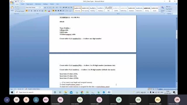 DATA TYPES in oracle | SQL course Telugu | c3 смотреть онлайн