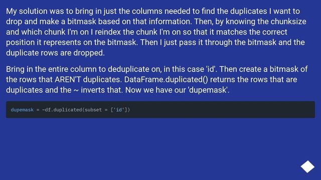 Using Pandas how do I deduplicate a file being read in chunks? смотреть онлайн