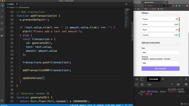 Expense Tracker using java-script ep 6 Add & Delete Transactions смотреть онлайн