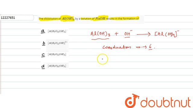 The dissolution of `Al(OH)_(3)` by a solution of `NaOH` results in the formation of смотреть онлайн