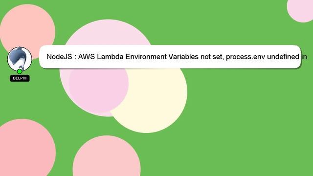 NodeJS : AWS Lambda Environment Variables not set, process.env undefined in Node смотреть онлайн