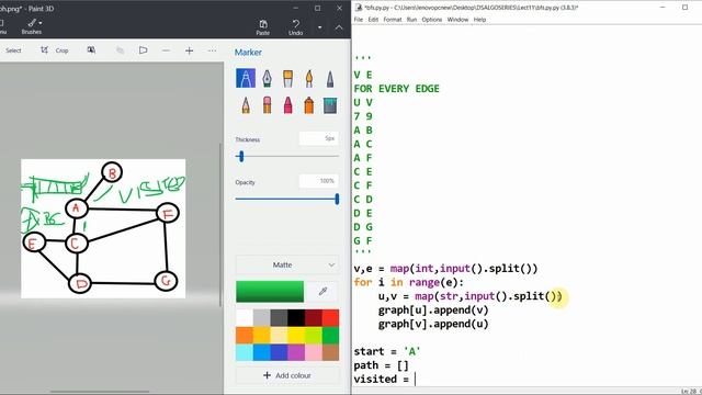 Python | Graph Traversal Using Adj.List BFS (Breadth First Search) смотреть онлайн