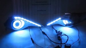 Линзованные ПТФ с ДХО для Toyota Highlander 2010-13. Противотуманные фары Тойота Хайлендер 2.