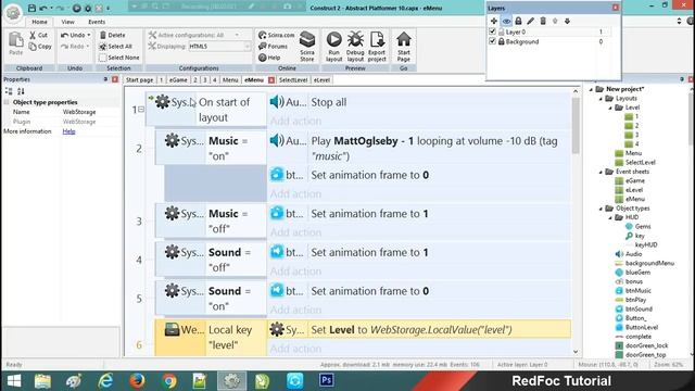 Platformer Game #11 - WebStorage And LocalStorage - Construct 2 Tutorial