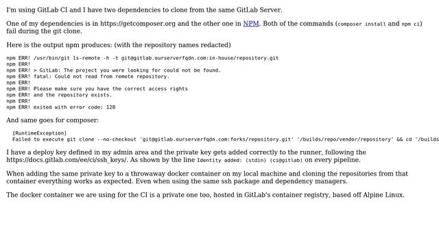 Cloning a private repository fails in GitLab CI смотреть онлайн