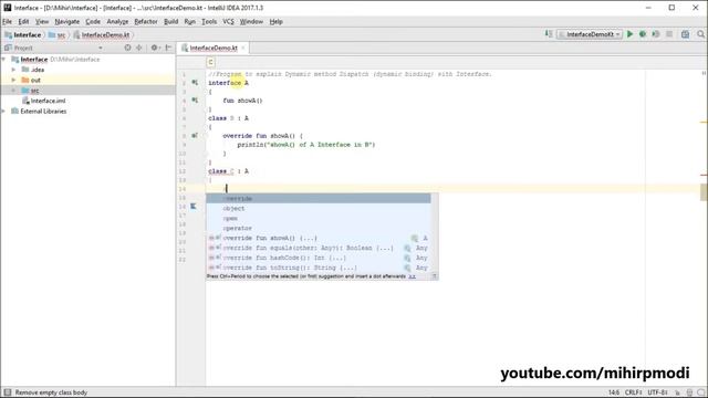#167 Kotlin Tutorial | Dynamic Method dispatch with Interface смотреть онлайн