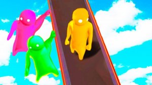 ОН РЕАЛЬНО НЕ ВИДИТ НАС!? СПРЯТАЛИСЬ НА ОГРОМНОЙ ВЫСОТЕ В ОПАСНОЙ НЫЧКЕ! ПРЯТКИ В HUMAN FALL FLAT