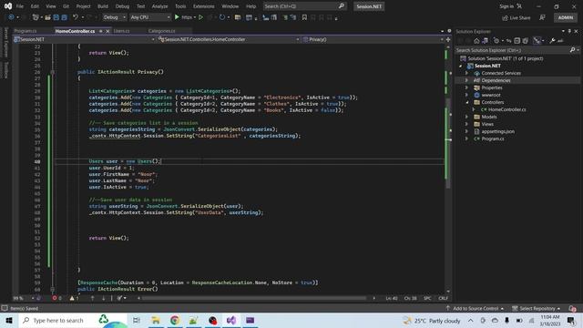 How to save List or Object in Session in ASP MVC .NET 7 | Session in .NET 7 смотреть онлайн