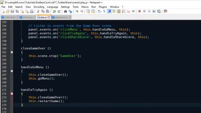 'Endless Cave' Ep. 19: Twitter Share Score Button | Phaser 3 Game Dev Tutorial смотреть онлайн