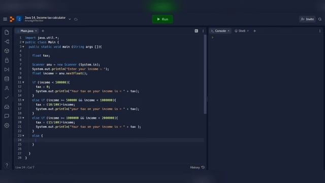 #java14 Income tax calculator in Java using if else смотреть онлайн
