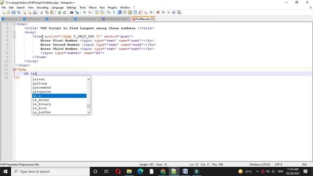 PHP Script to find largest among three number смотреть онлайн