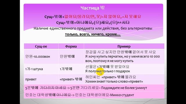 Изучаем корейский язык. Частица 밖 / Learning Korean. Particle 밖 смотреть онлайн