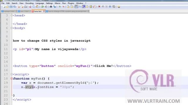 How to Change CSS Styles in JavaScript Telugu | VLR Training s 60 смотреть онлайн