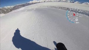 Скоростной спуск на сноуборде со скоростью 100 км/ч