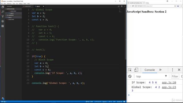 Modern JavaScript - From the Beginning 020 Block Scope With let const смотреть онлайн