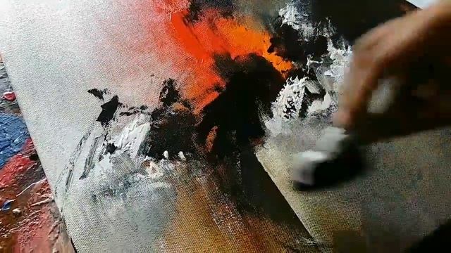 Abstract painting / Just using piece of CLOTH and PAPER in acrylics / Demonstration смотреть онлайн