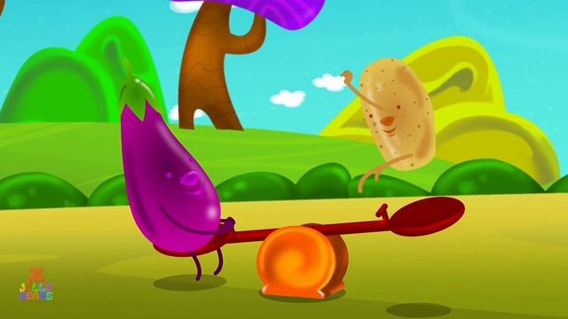 Ten Little Vegetables Jumping On The Bed Rhyme for Kids by Jelly Bears смотреть онлайн