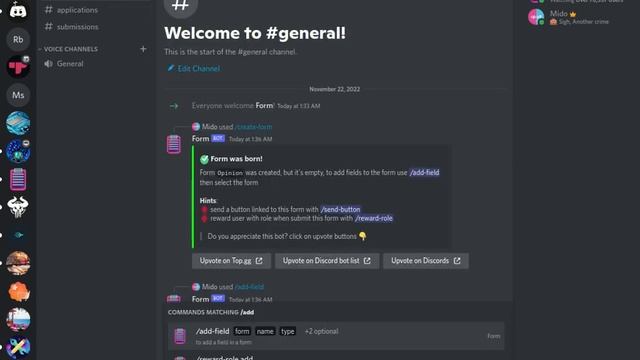 Creating Forms In Discord Using Form's Discord Bot
