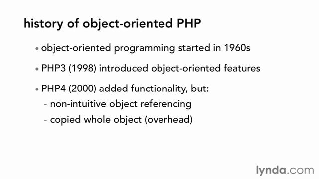 PHP OOP: 05 History of Object Oriented PHP смотреть онлайн