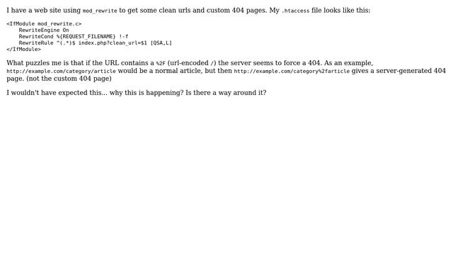 Clean URLS with mod rewrite and URL Encoded characters causes 404? смотреть онлайн