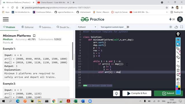 Minimum Platforms | Arrays | Search | Greedy | Python смотреть онлайн
