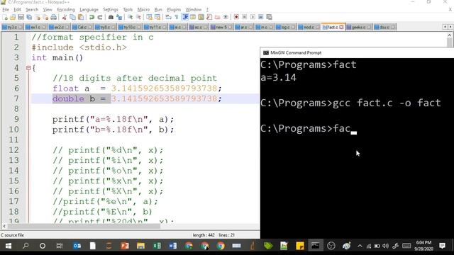 float and double data types in C смотреть онлайн