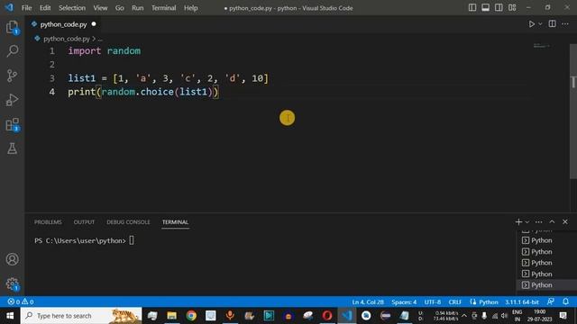 Python Program #62 - Randomly Select an Element From the List in Python смотреть онлайн