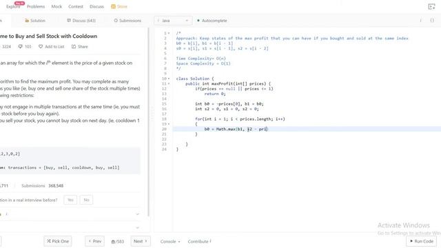 309. Best Time to Buy and Sell Stock with Cooldown (LeetCode) смотреть онлайн