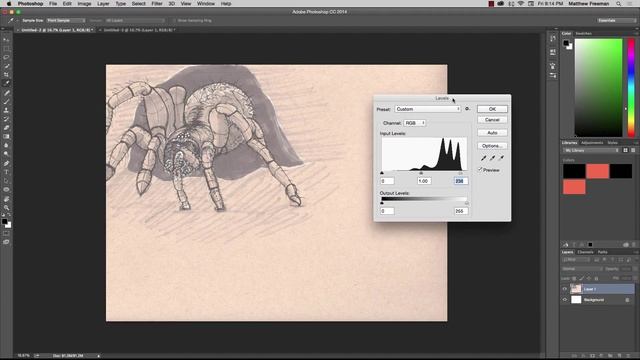 Digital Painting: Using Photoshop to clean up a scanned sketch for digital painting смотреть онлайн