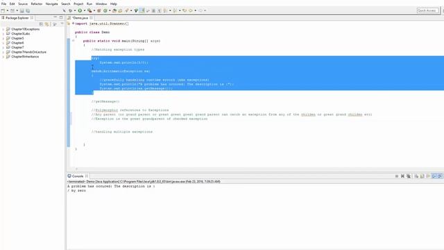 Java Exception Handling-Matching types,polymorphism and exceptions,handling multiple exceptions смотреть онлайн