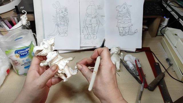🐉🐉Ватная игрушка ДРАКОНЧИКИ. Урок 8. Делаем прическу, хребет, тапочки, медведя(заготовку). смотреть онлайн