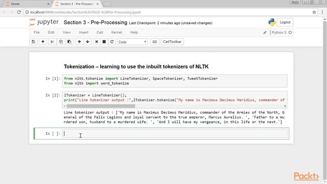 Text Processing using NLTK in Python: Tokenization–Learning to Use Inbuilt Tokenizers| packtpub.com смотреть онлайн