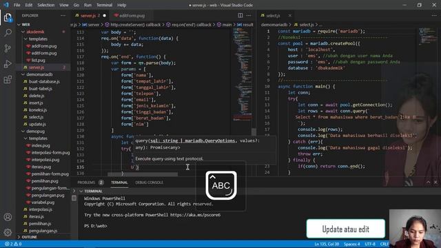 #48.Update atau edit data ke database MariaDB dengan Node.js смотреть онлайн