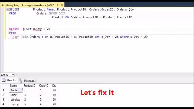 MSSQL - Fix Error - Incorrect syntax near while updating table using Inner join смотреть онлайн