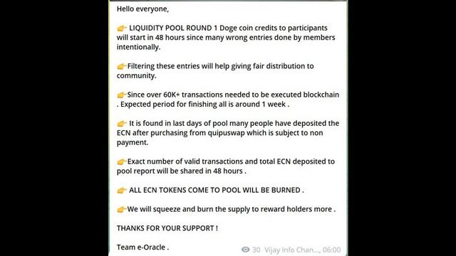 ECN - E-ORACLE DOGE ROUND 1 PAYMENT DETAILS TELEGRAM UPDATES IN TAMIL & KANNADA смотреть онлайн