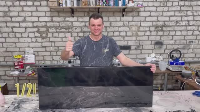Эпоксидная смола под черный мрамор (Black Marble Epoxy Effect)/ Как залить стол эпоксидной смолой. смотреть онлайн