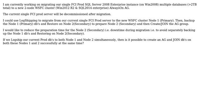 Migrating SQL Server 2008 databases to new 2-node WSFC SQL2014 Alwayson AG смотреть онлайн