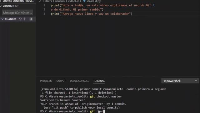 Curso en Python video 70. Control de Versiones: Git y Github Parte 7 - Merge de ramas en conflicto смотреть онлайн