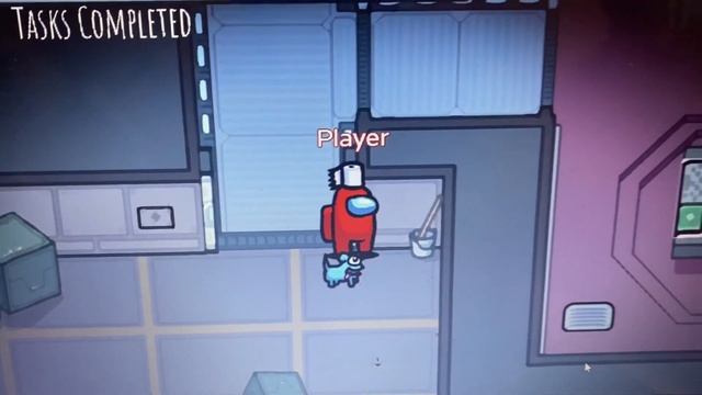 Внук учит бабушку играть в Among Us