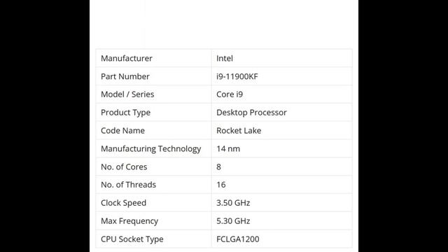 Intel Core i9-11900KF 8 Cores 3.50GHz 16MB Cache Socket FCLGA1200 Desktop Processor #i911900KF смотреть онлайн